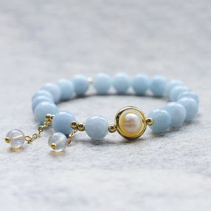 Buddha Essence Aquamarine Pearl Healing Moonstone Beads Charm Bracelet