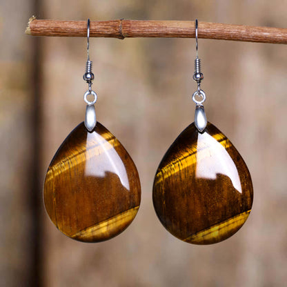 Buddha Essence Natural Aventurine Dangle Healing Drop Earrings Earrings BS Tiger Eye