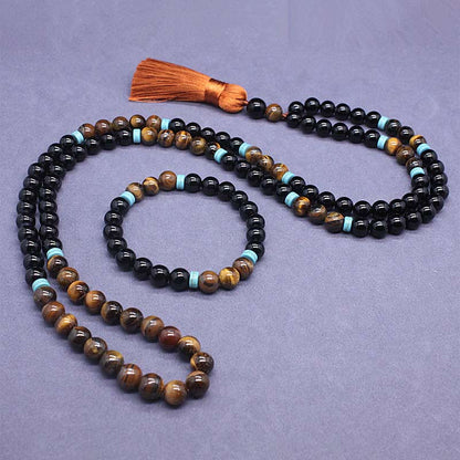 Buddha Essence Tibetan Black Onyx Peaceful Mala Set