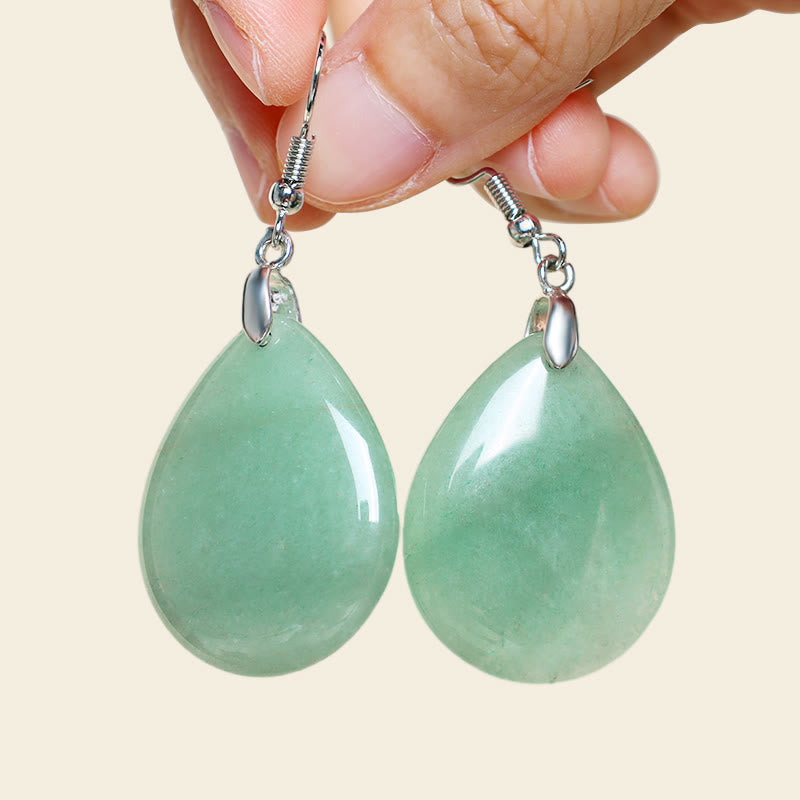 Buddha Essence Natural Aventurine Dangle Healing Drop Earrings Earrings BS 1