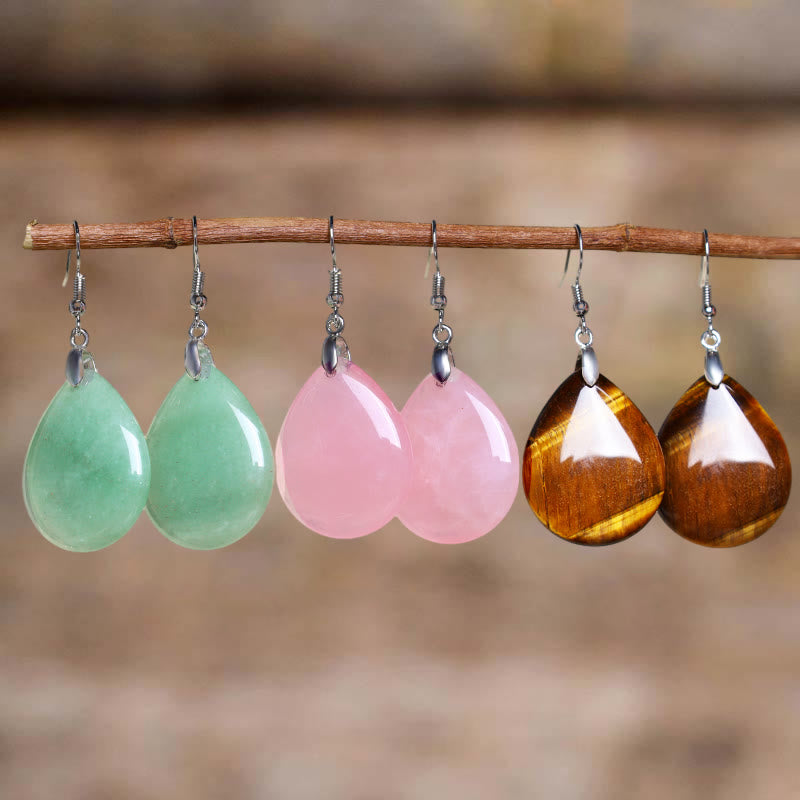 Buddha Essence Natural Aventurine Dangle Healing Drop Earrings Earrings BS 4