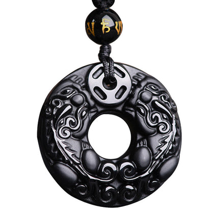 Buddha Essence Pixiu Obsidian Wealth Pendant Necklace