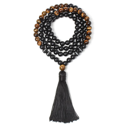 Buddha Essence Black Onyx Tiger Eye Fortune Bracelet Tassel Necklace Pendant