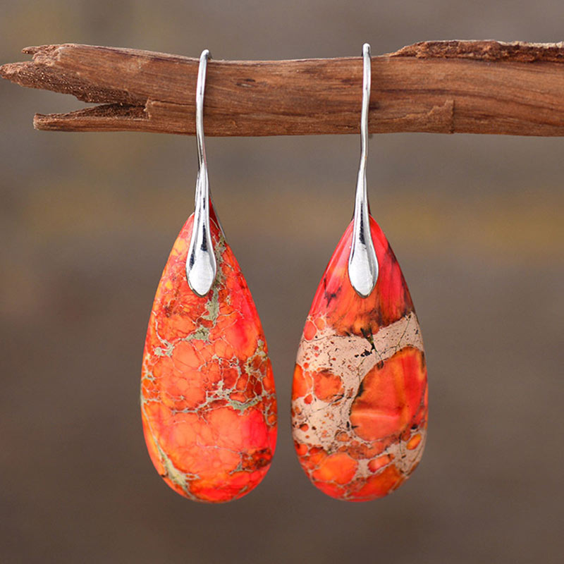 Emperor Stone Healing Crystal Earrings Earrings BS Orange Emperor Stone