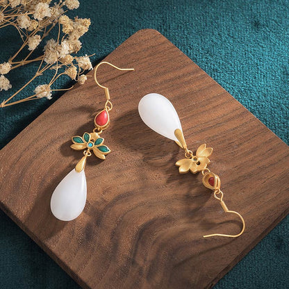 Buddha Essence FengShui White Jade Luck Drop Earrings Earrings BS 2