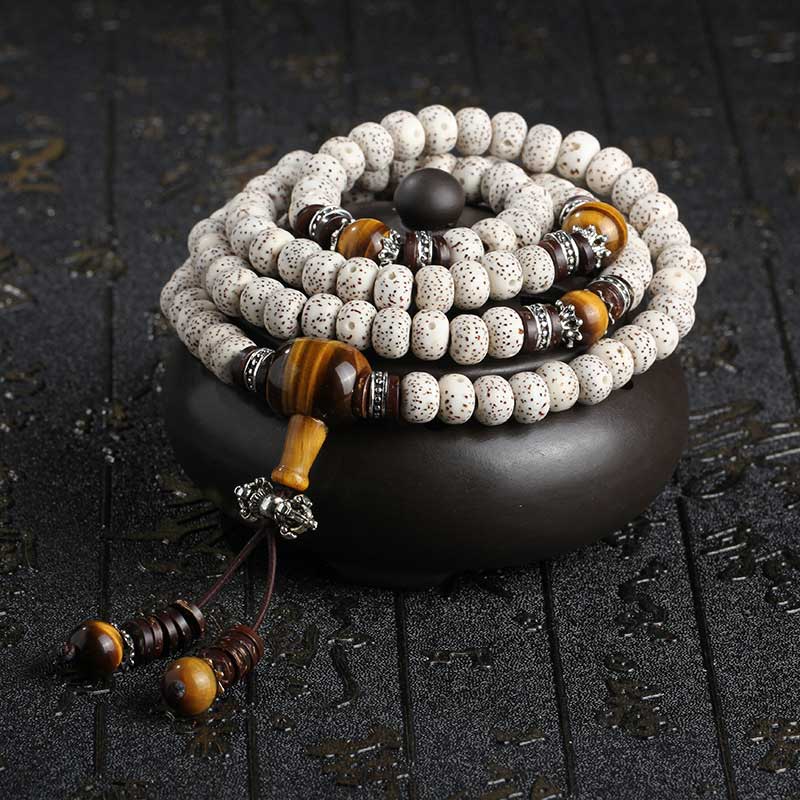 Buddha Essence Handmade Tibetan Tiger Eye Bodhi Seed Peace Bracelet