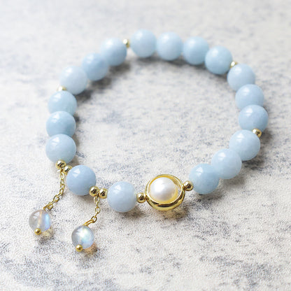 Buddha Essence Aquamarine Pearl Healing Moonstone Beads Charm Bracelet