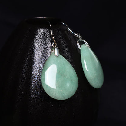 Buddha Essence Natural Aventurine Dangle Healing Drop Earrings Earrings BS 3