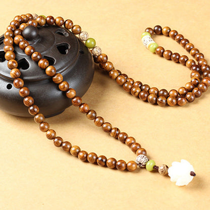 Buddha Essence Tibetan Rosewood Lotus Mala Protection Calm Necklace Bracelet