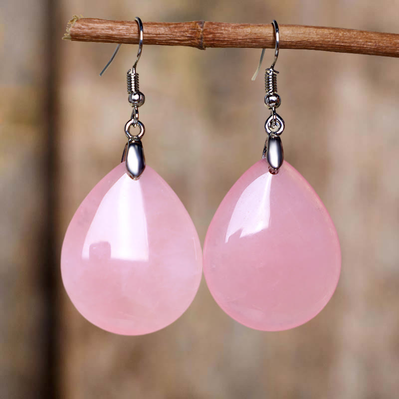 Buddha Essence Natural Aventurine Dangle Healing Drop Earrings Earrings BS Pink Crystal