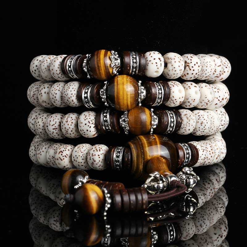 Buddha Essence Handmade Tibetan Tiger Eye Bodhi Seed Peace Bracelet