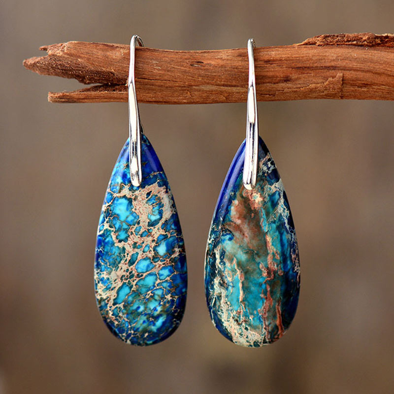 Emperor Stone Healing Crystal Earrings Earrings BS Blue Emperor Stone