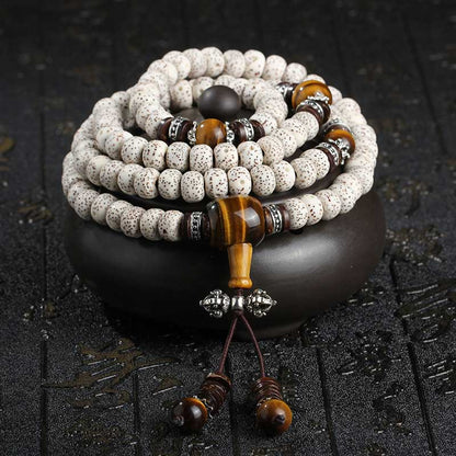 Buddha Essence Handmade Tibetan Tiger Eye Bodhi Seed Peace Bracelet