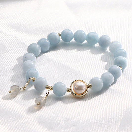 Buddha Essence Aquamarine Pearl Healing Moonstone Beads Charm Bracelet