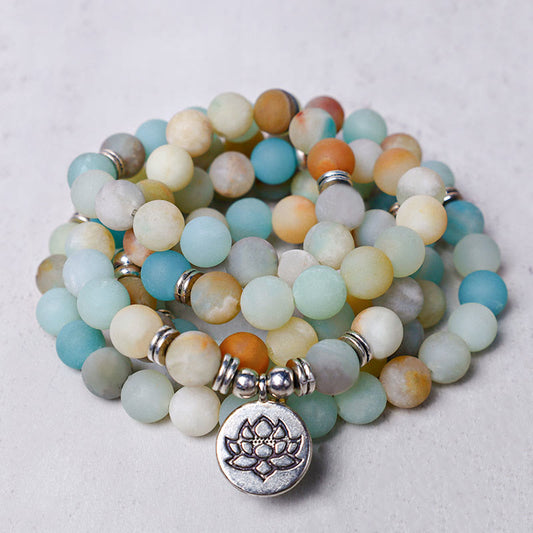 Buddha Essence Tibetan Amazonite Stone Blessing Lotus Mala Mala Bracelet BS main