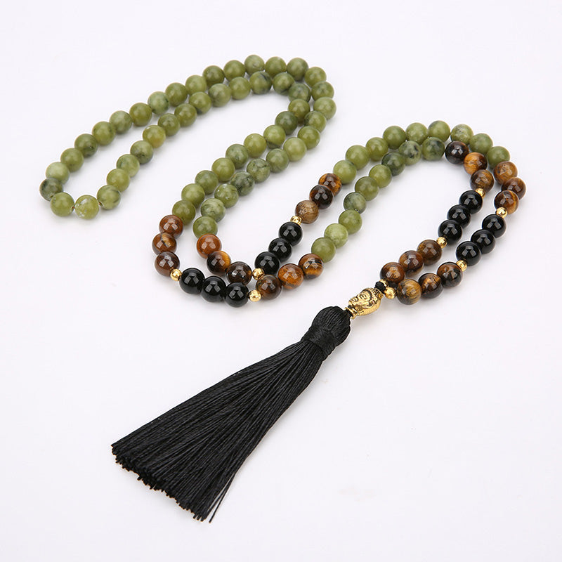 Buddha Essence Tibetan Green Jasper Protection Mala Bracelet Mala Bracelet BS 1