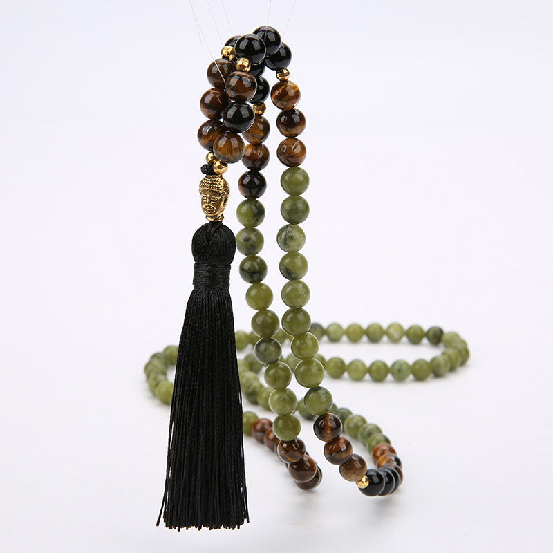 Buddha Essence Tibetan Green Jasper Protection Mala Bracelet Mala Bracelet BS 2